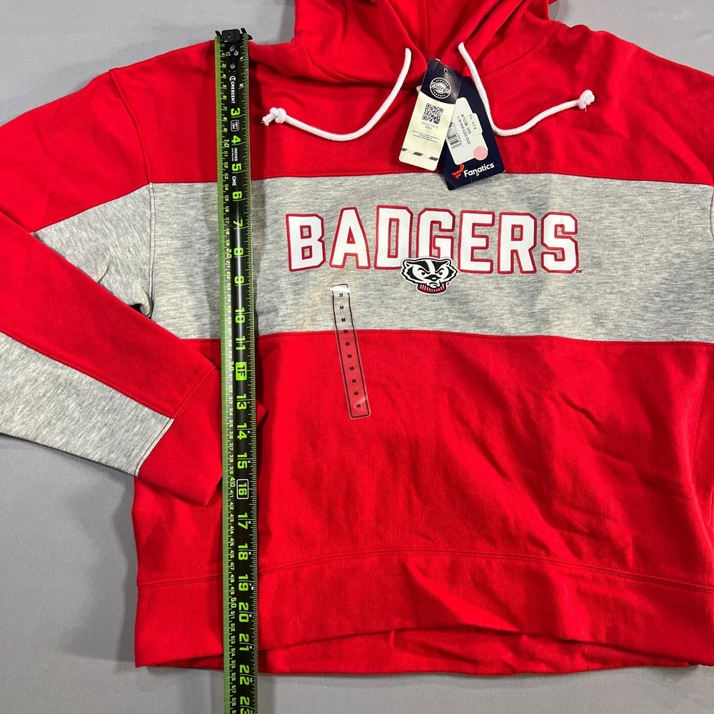 Fanatics Wisconsin Badgers Football NCAA Hoodie Women Medium Red Gray Colorblock - Picture 6 of 9